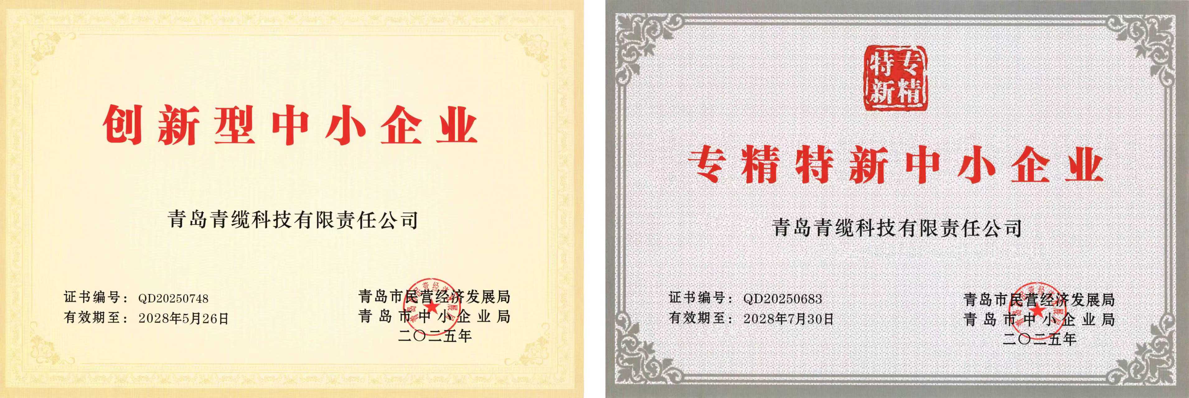 青纜獲評(píng)“創(chuàng)新型中小企業(yè)”并順利通過(guò)“專精特新中小企業(yè)”復(fù)評(píng)(圖1) 青纜獲評(píng)“創(chuàng)新型中小企業(yè)”并順利通過(guò)“專精特新中小企業(yè)”復(fù)評(píng)(圖1)